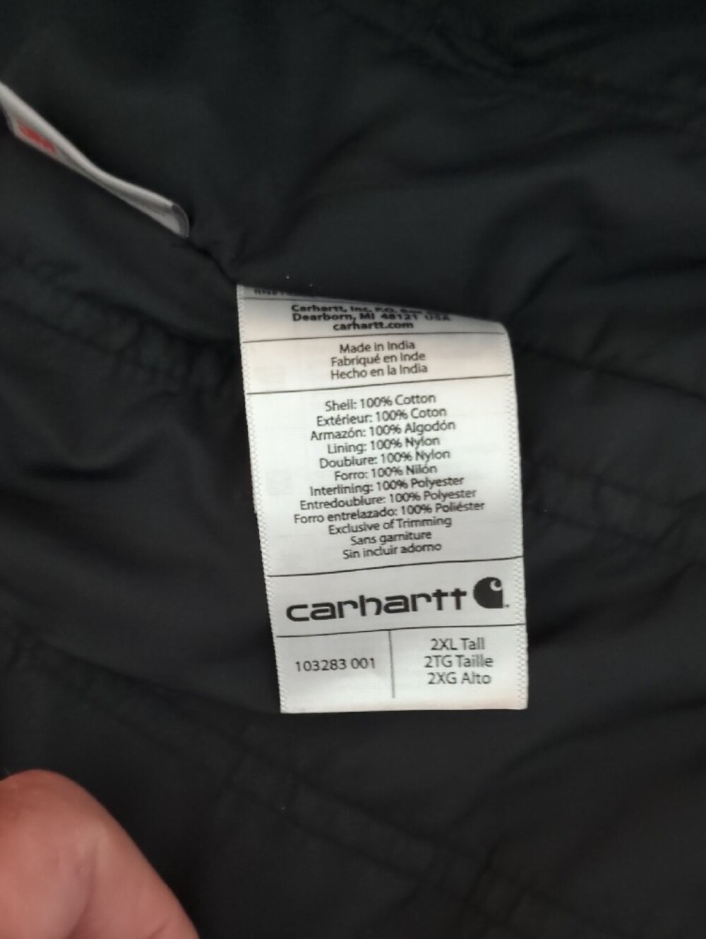 Carhartt Men’s Black Work Jacket with Corduroy Collar - Picture 3 of 4